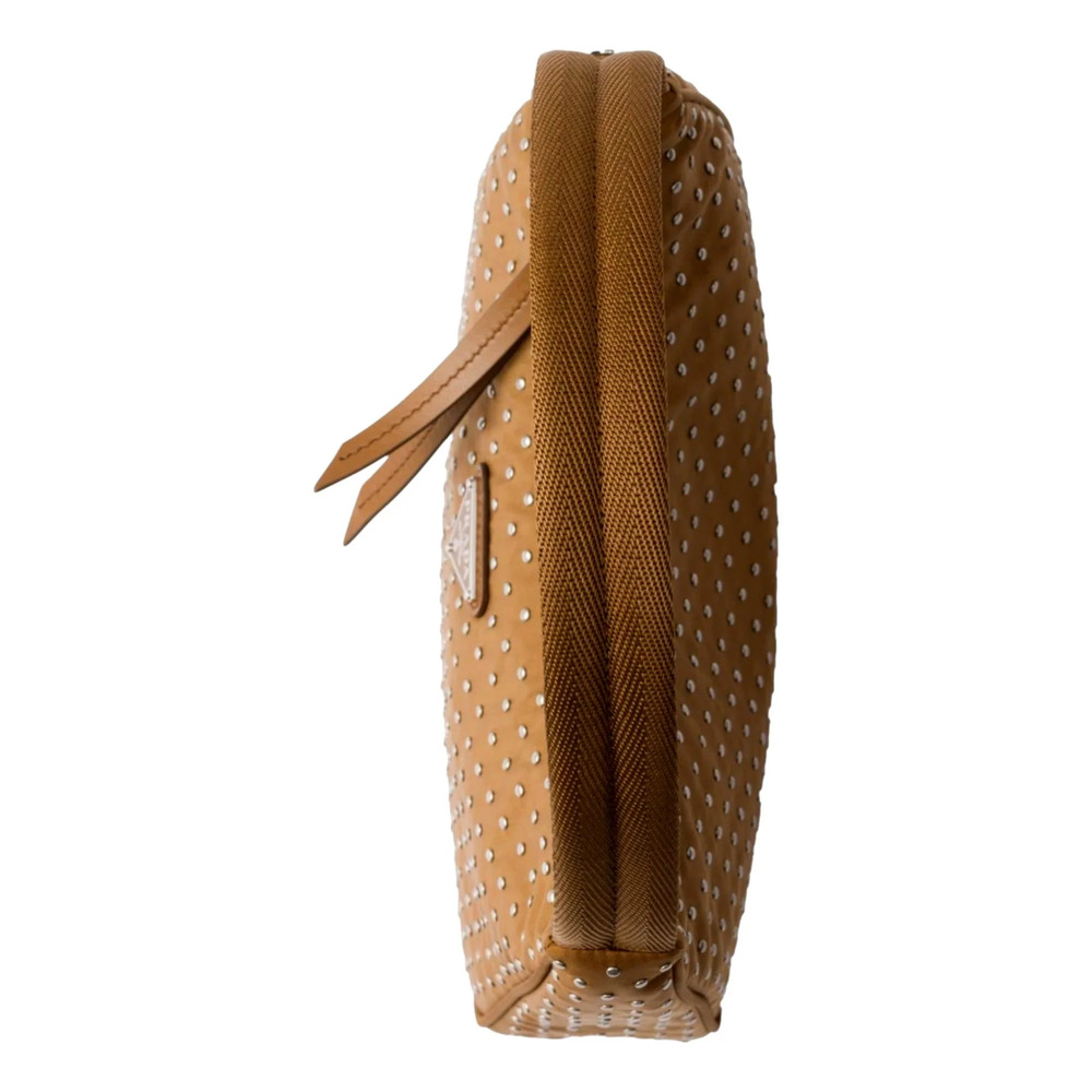 Prada Re-Edition Studded Nylon Mini Shoulder Bag in Brown with Silver - Picture 3 of 5